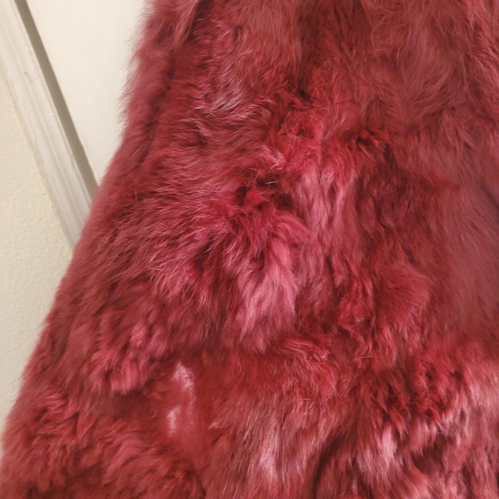 Ashley Stewart Red Teddy Jacket with Plush Faux Fur and hood - Picture 14 of 14